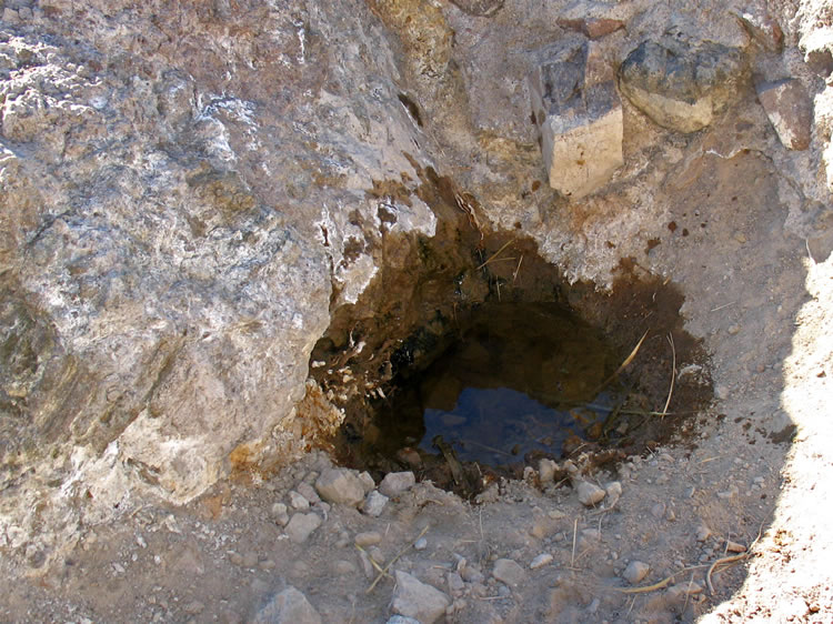 A closer look.   Delmer Ross, Professor of History at La Sierra University in Riverside, relates that in wetter years the main pool often overflows at night creating an ephemeral stream that can stretch for over a hundred yards before disappearing into the sand.