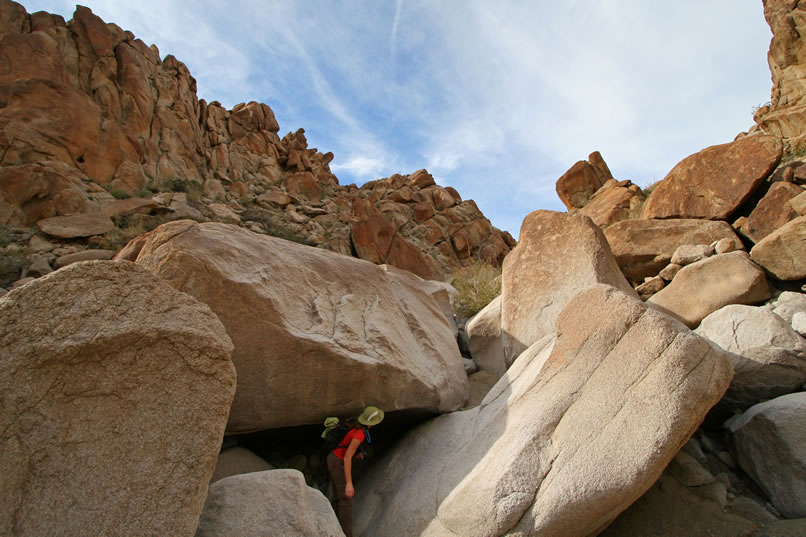 Niki decides that she wants to explore further up the canyon if it's possible to find a way through the boulder fields.  Jamie's going to continue exploring for petro panels in the current area.