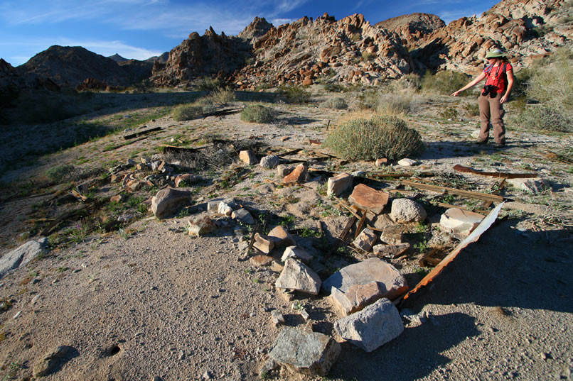 Below the mine itself, we come to what appears to be the stone outline of a small tent site.