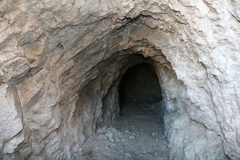 Further uphill are several tunnels.  None of them are timbered but they're in solid rock and seem stable.
