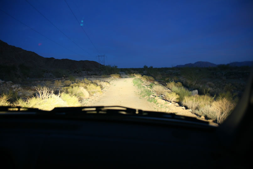 It's been a long day and we're glad that we always make a habit of recording the GPS location of the vehicle before we head out on a hike!  Tonight we just don't feel like hunting around for it in the dark!  The ride back to the highway is exciting in itself because we startle a couple of owls and rabbits as we drive along!  We can't believe that we actually were able to find as much as we did!  We hope that you'll join us for the return trip coming up soon! 