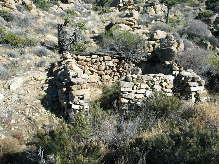 Climbing over a low ridge turns up another foundation!  This one is larger and more substantial and has two doors.
