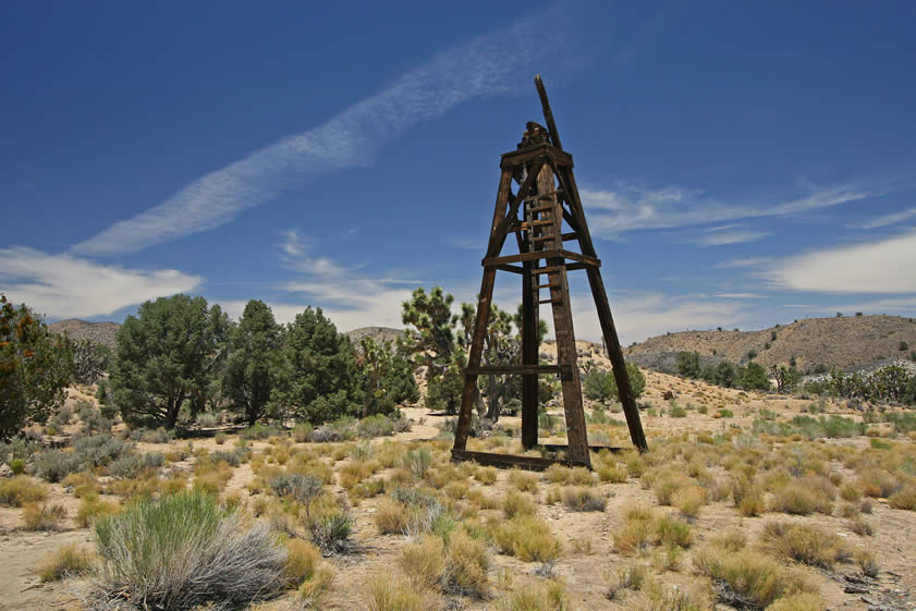 Nearby is a gaunt skeleton that looks like the base for an early windmill.  There were once many structures here near the spring.  Now only a few foundations remain.