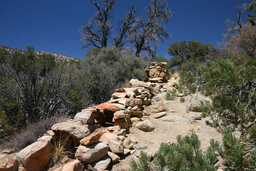 Here you can see the stacked rock channel headed toward the square chimney.