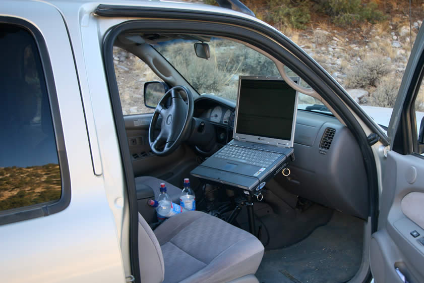With the daylight fading, we need to find a place to camp soon; so we use the computer to lead us to a spot off a seldom used 4X4 road.
