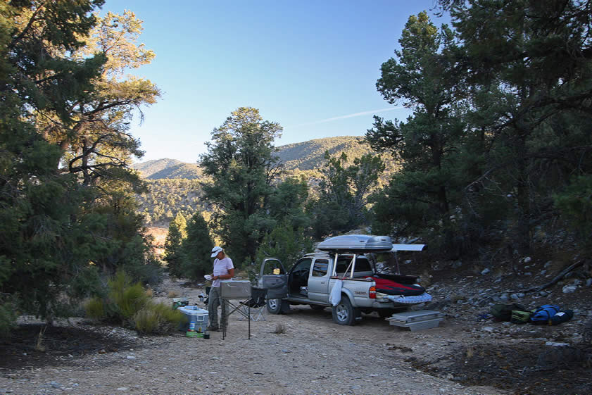 We just have time to set up camp and get dinner going before the daylight disappears.