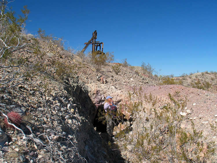 We find the southern adit to the mine and get ready to check it out.  Jamie will go in first and then return to get Niki if it appears safe.  If you want to join us inside the mine go grab your headlamp and then click on the link below the next photo that marks the end of Part I of our Rex Mine explorations. 