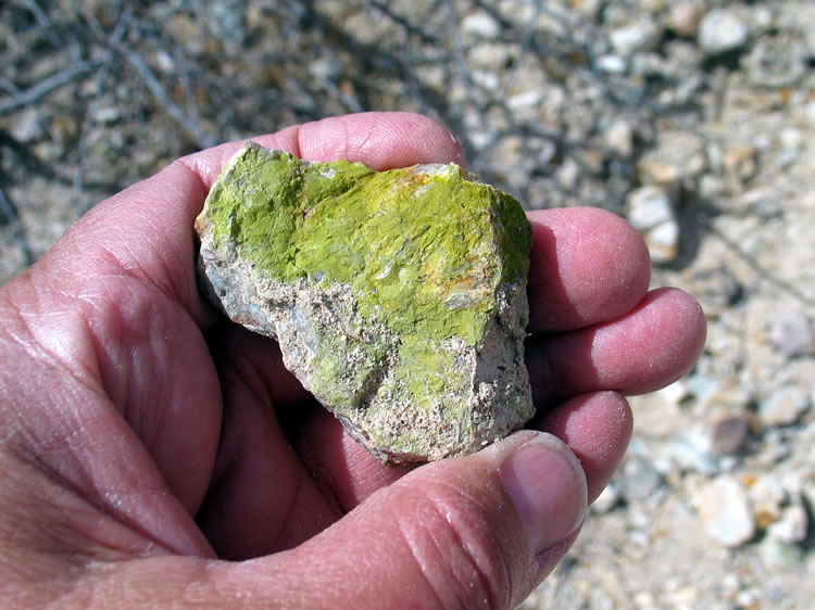 The tailings piles provide lots of interesting rocks.
