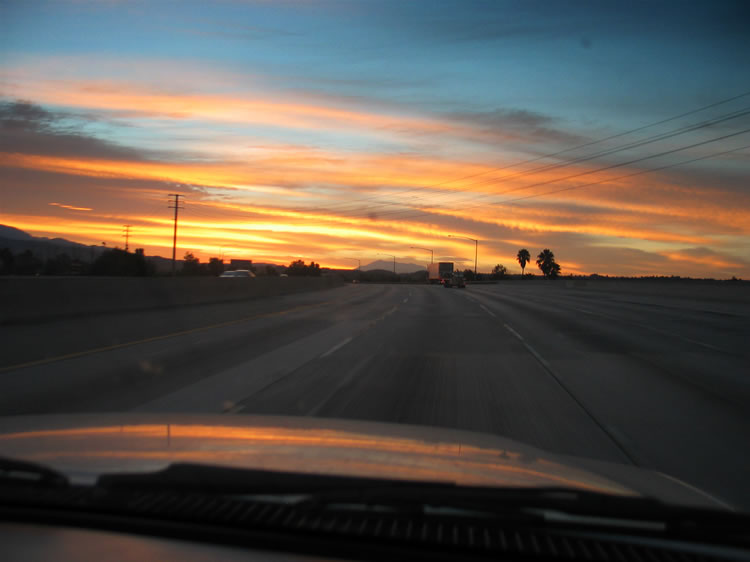 Sunrise finds us heading east toward Mt. San Jacinto, which you can just see in the distance.  Our destination today is the seldom visited Ship Mountains. We're keeping our fingers crossed because the forecast for today is mostly cloudy with a chance of showers.