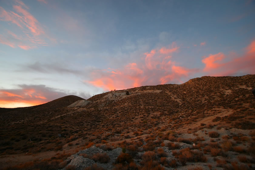 Even though we're not usually early risers, we simply couldn't pass up the colorful sunrise lighting up the old talc mine on the nearby hills.