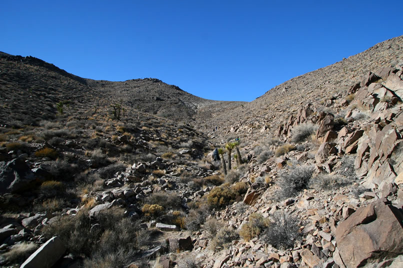There used to be a trail which led up this canyon to the mine.  Occasionally we'll find short stretches of it but most of it has been washed away over the years.  That's to be expected, though, since the Ulida Mine was located over a hundred and thirty years ago!