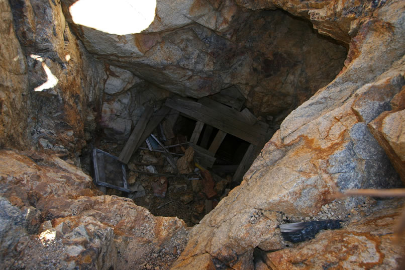 The shaft itself is partially clogged with debris.