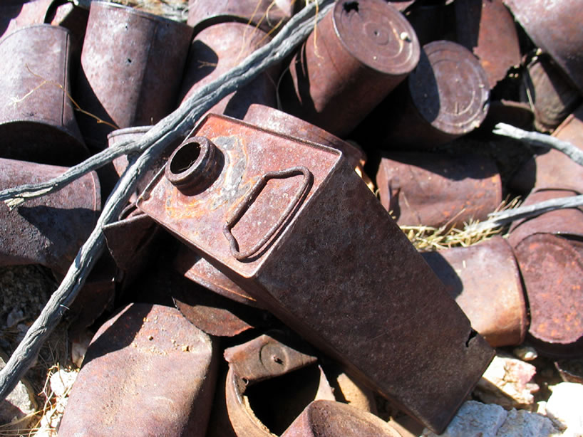 A large tin.  Notice the solder around the spout.