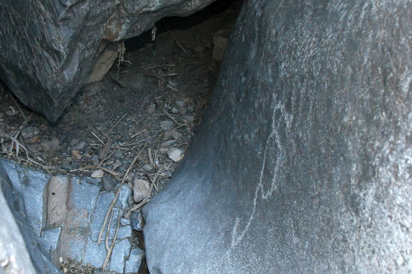 A petro near the previous panel and down at the base of the wall.