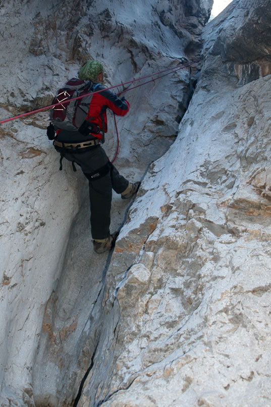 A close up shot of Jamie nearing the top.