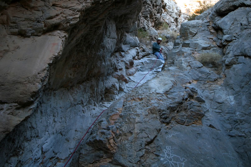 He now secures the rope belay so that the rest of us can ascend.