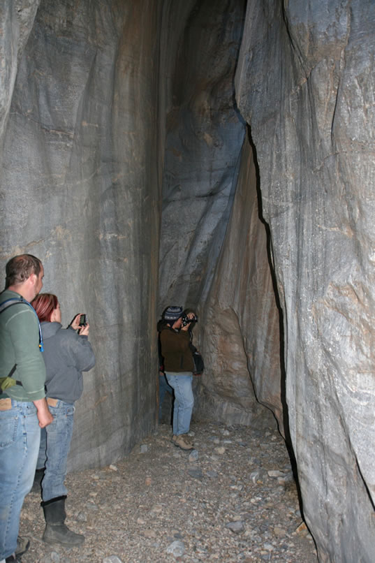 Alysia, Annie and Micah lend some scale to the alcove.